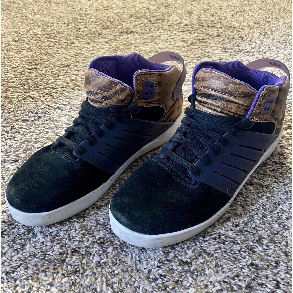 SUPRA SKYTOP 3 Mens US Size 9 Black Purple Tiger White Mid Top Skate Shoe S07068